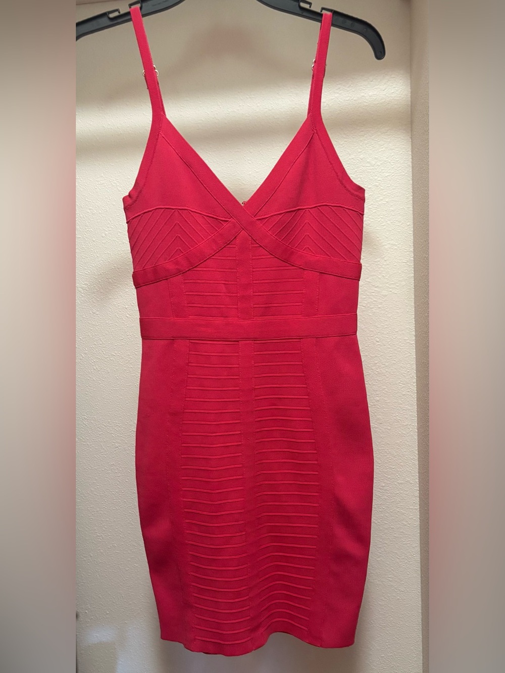 GUESS Red/Pink Bandage Bodycon Mini Dress, Size S